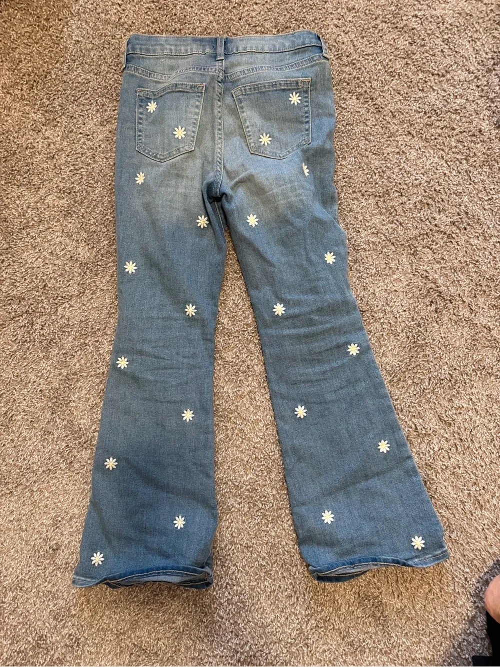 Gap kids girls High Rise '70s Flare Jeans with flowers size 10